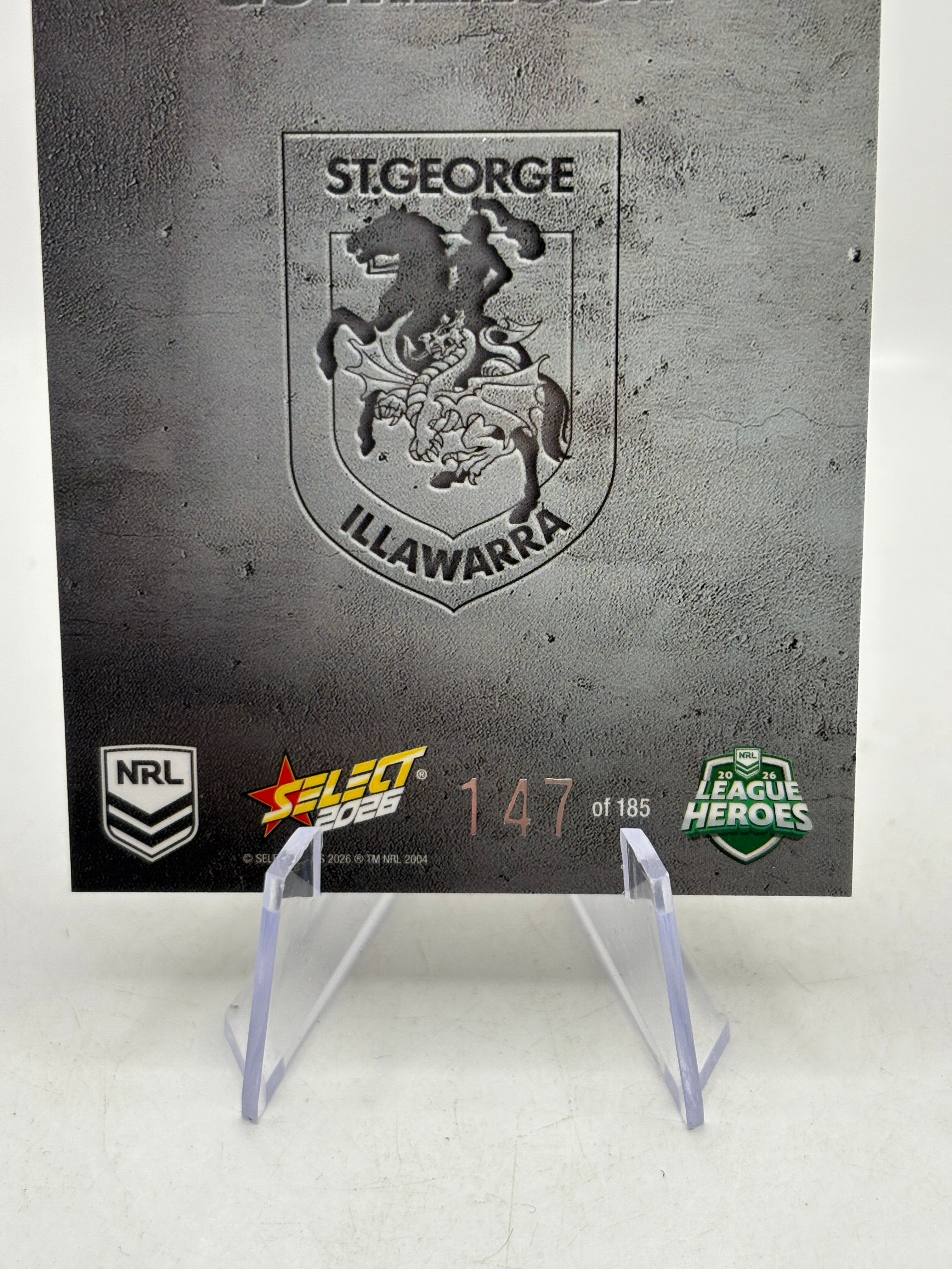 2026 Select NRL - Etched E122 Clinton Gutherson 147/185 Dragons, photo 5